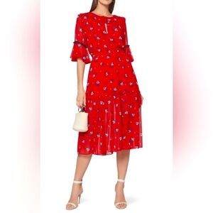 Misa Los Angeles Raquel Midi Dress- Red Floral/ Size Small